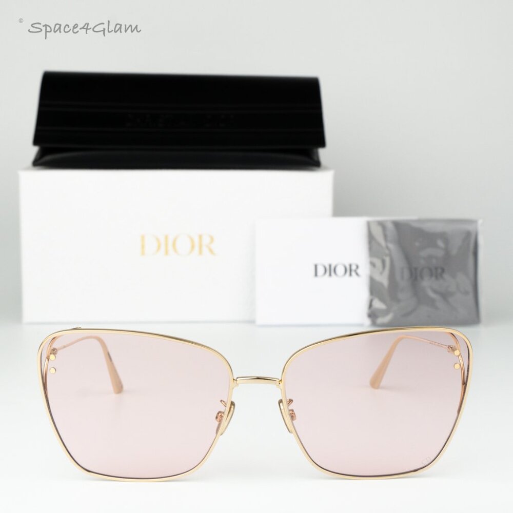 Dior Women Sunglasses Shiny Gold Pink Butterfly CD40095U 10Y BRAND NEW